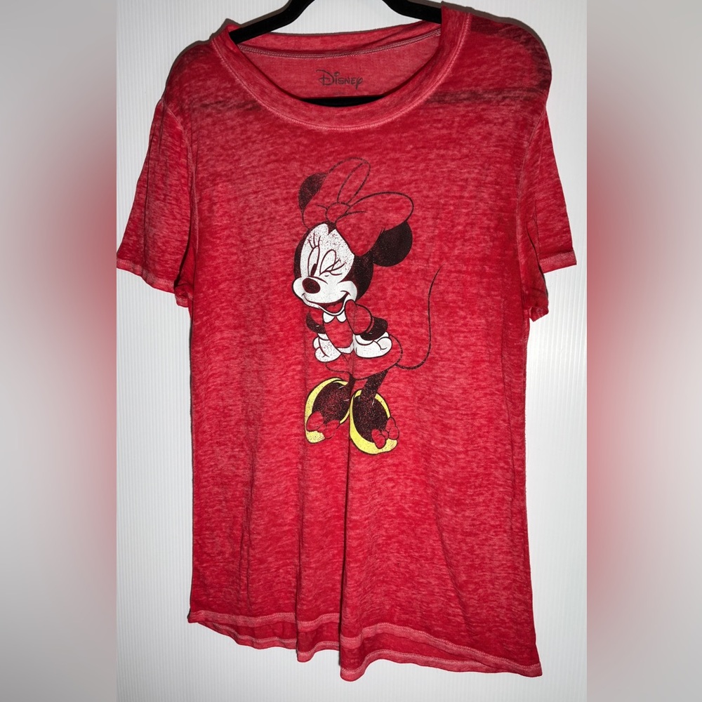 Disney Mickey Mouse Red Graphic Tee XL Distressed Vintage Style Women’s